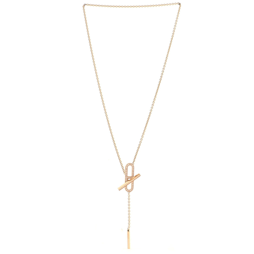 Ever Chaine d'Ancre Lariat Necklace 18K Rose Gold with Diamonds Small