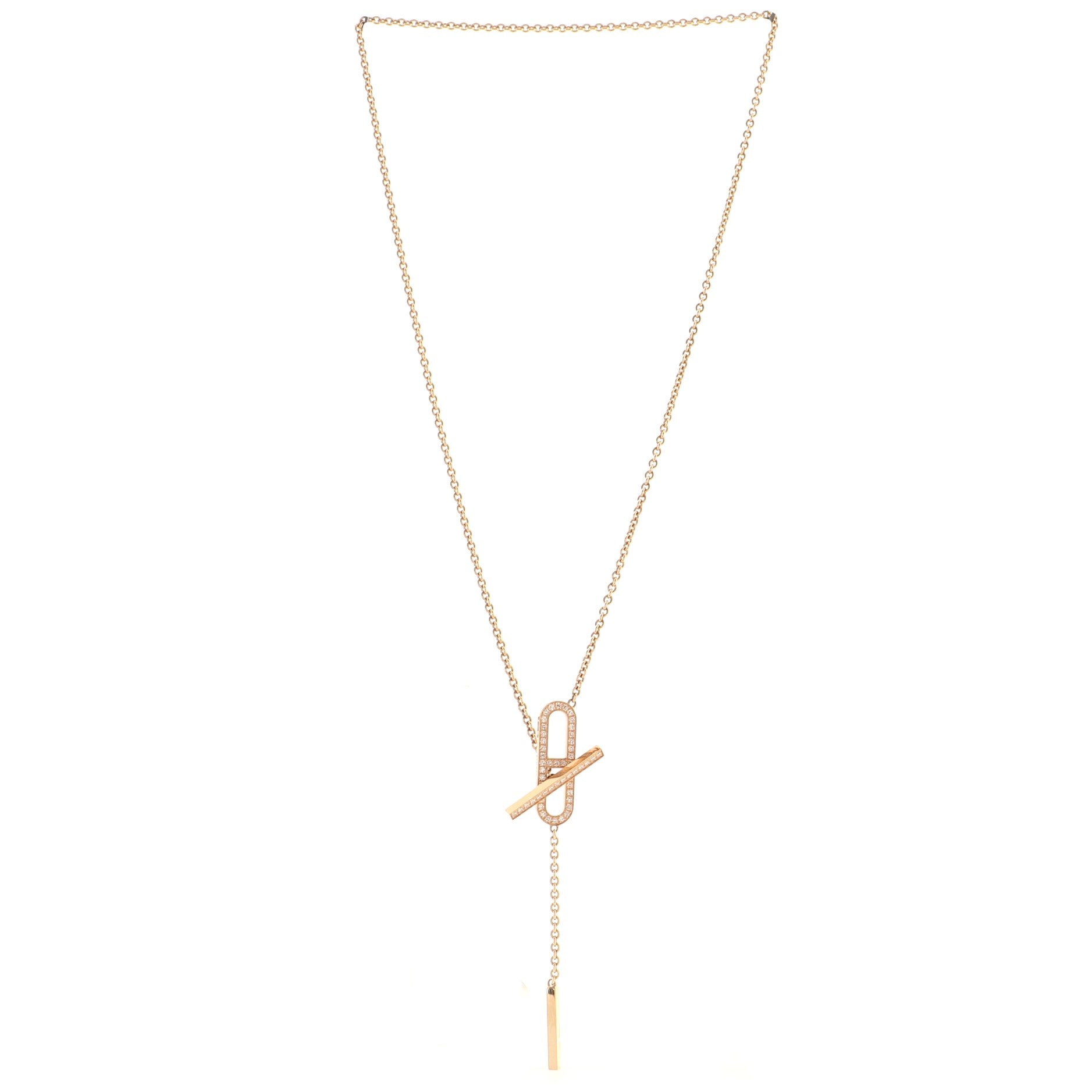 Ever Chaine d'Ancre Lariat Necklace 18K Rose Gold with Diamonds Small