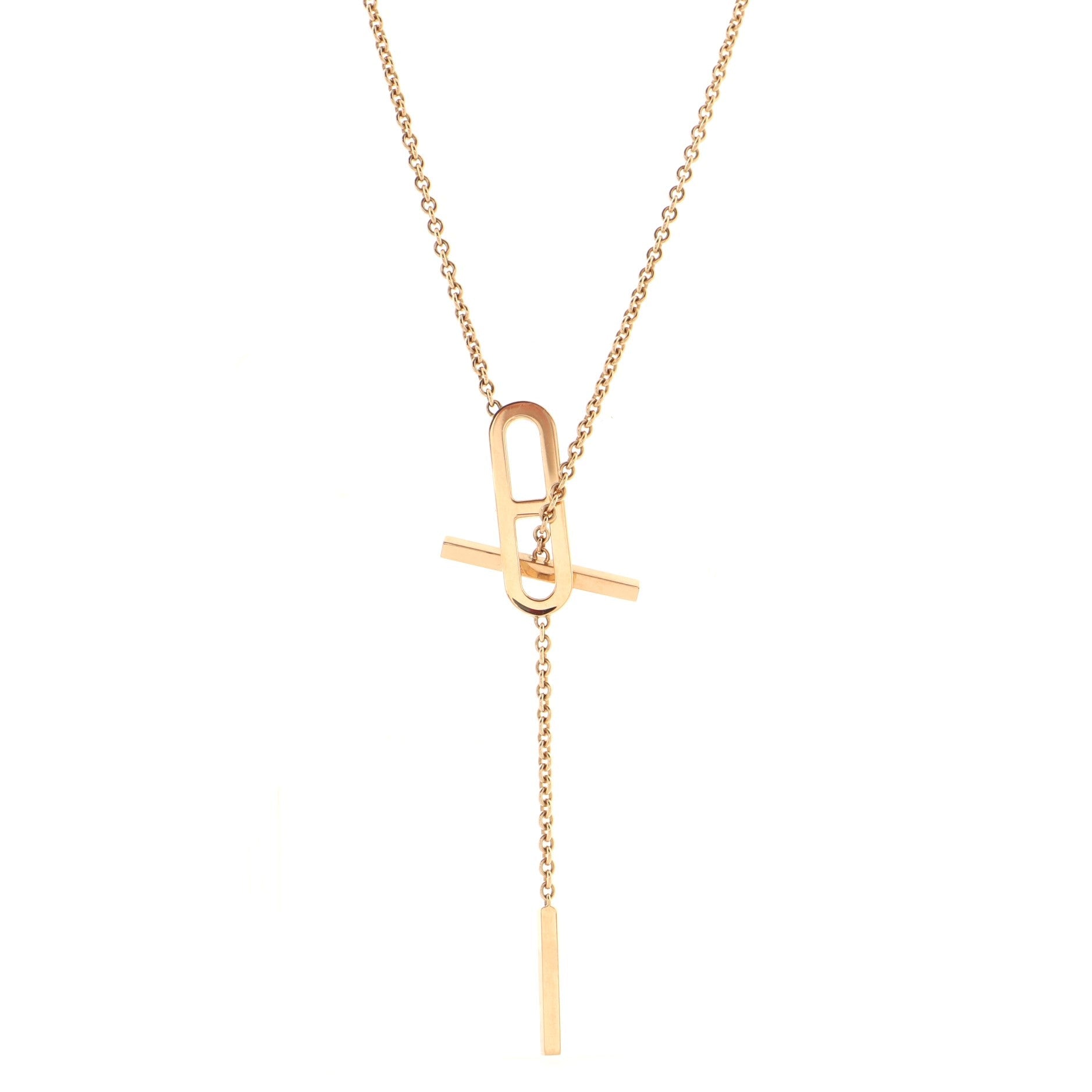 Ever Chaine d'Ancre Lariat Necklace 18K Rose Gold with Diamonds Small