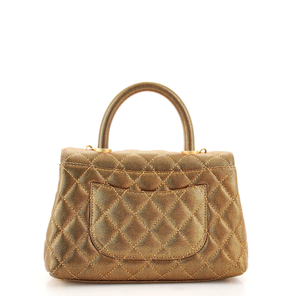 Coco Top Handle Bag Quilted Iridescent Caviar Mini