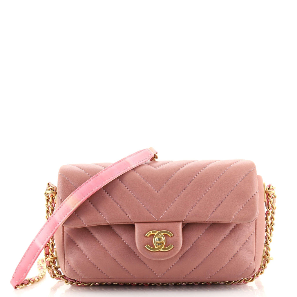 Chain Around CC Flap Bag Chevron Lambskin Mini