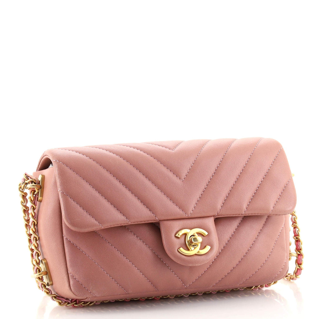Chain Around CC Flap Bag Chevron Lambskin Mini
