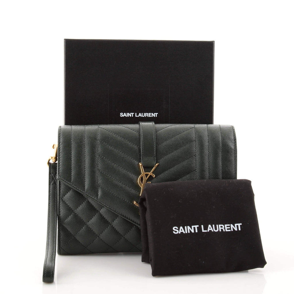 Classic Monogram Envelope Wristlet Clutch Mixed Matelasse Leather