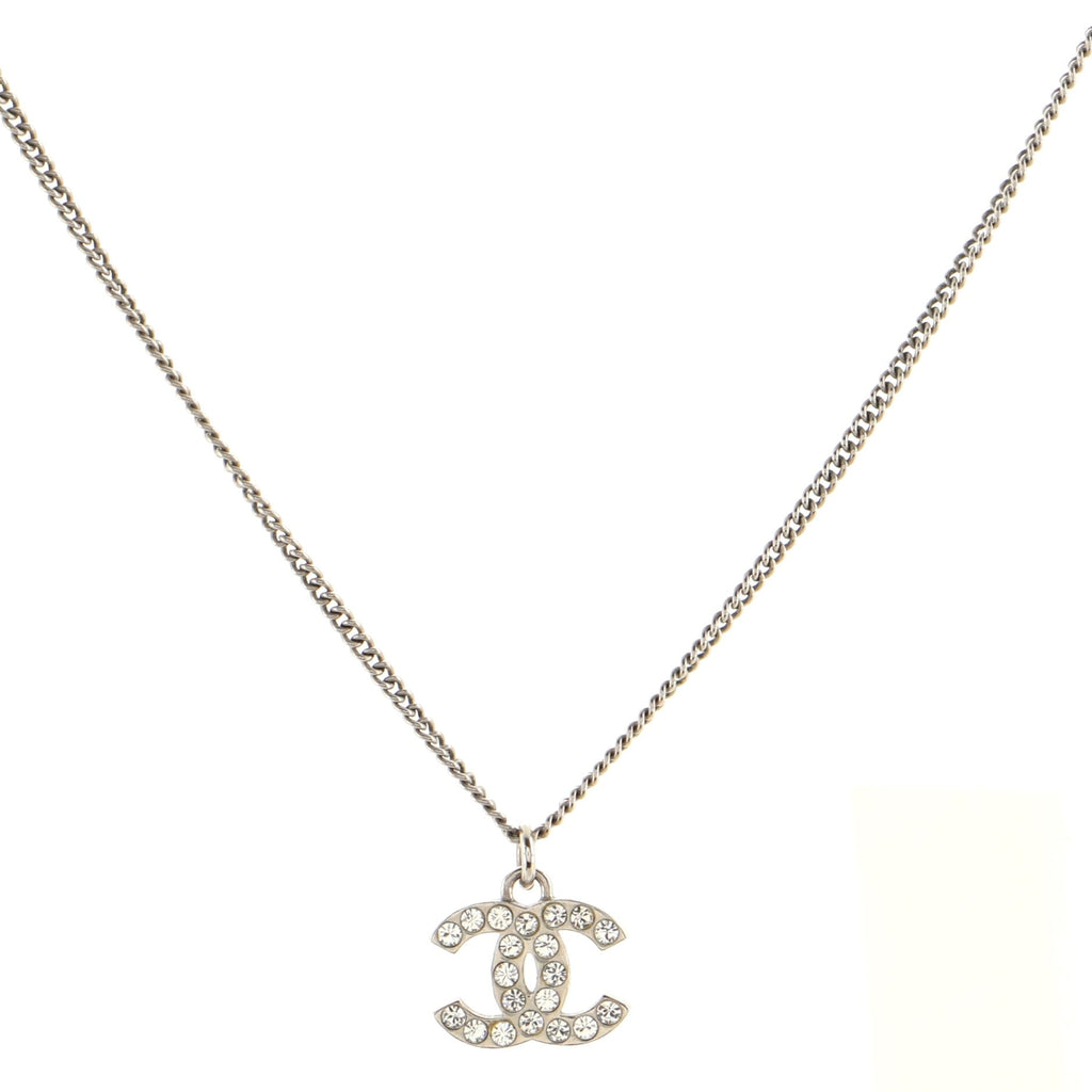 CC Crystal Logo Necklace Metal