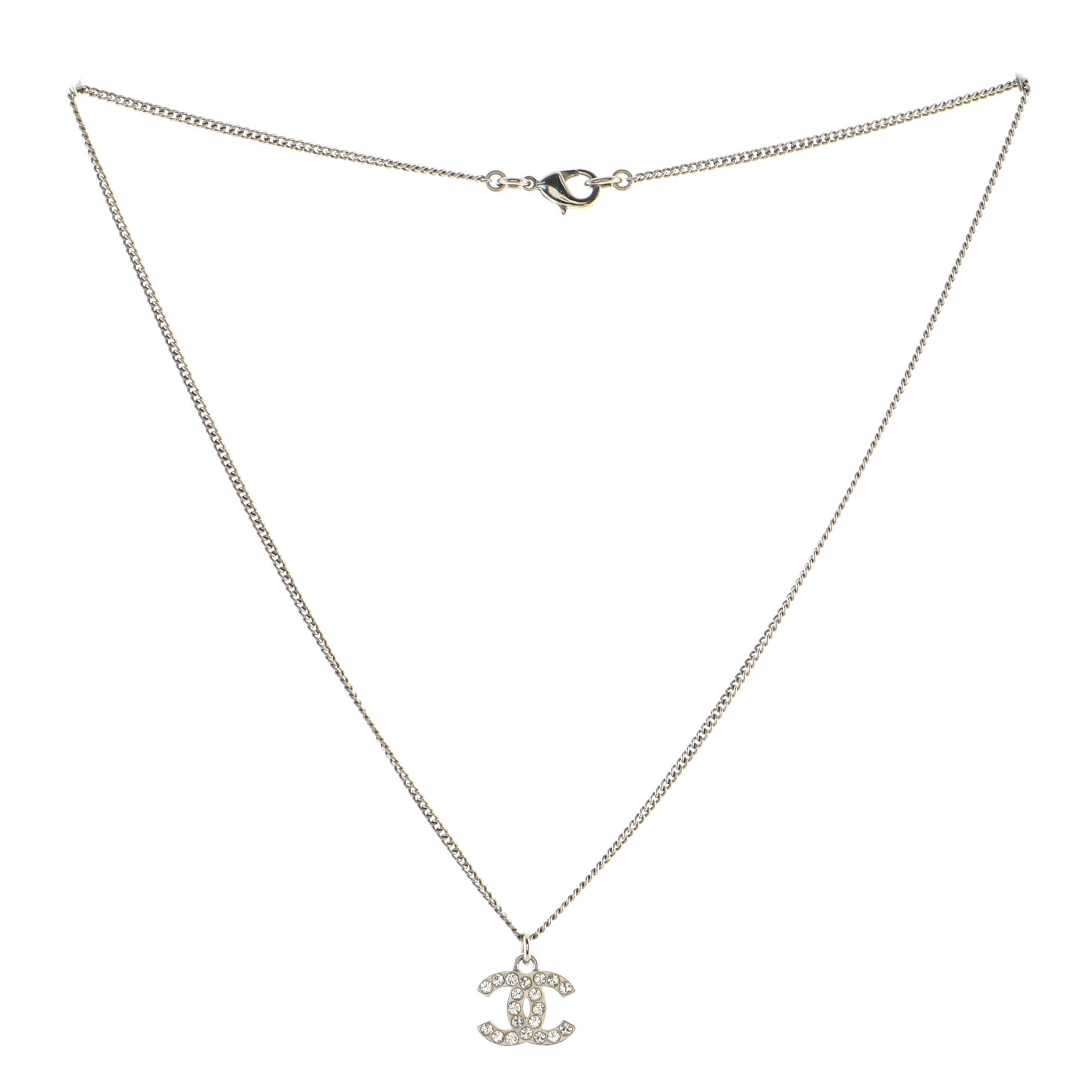 CC Crystal Logo Necklace Metal