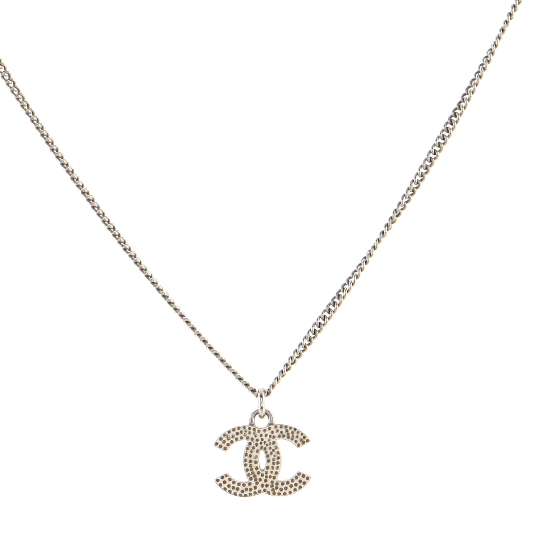 CC Crystal Logo Necklace Metal