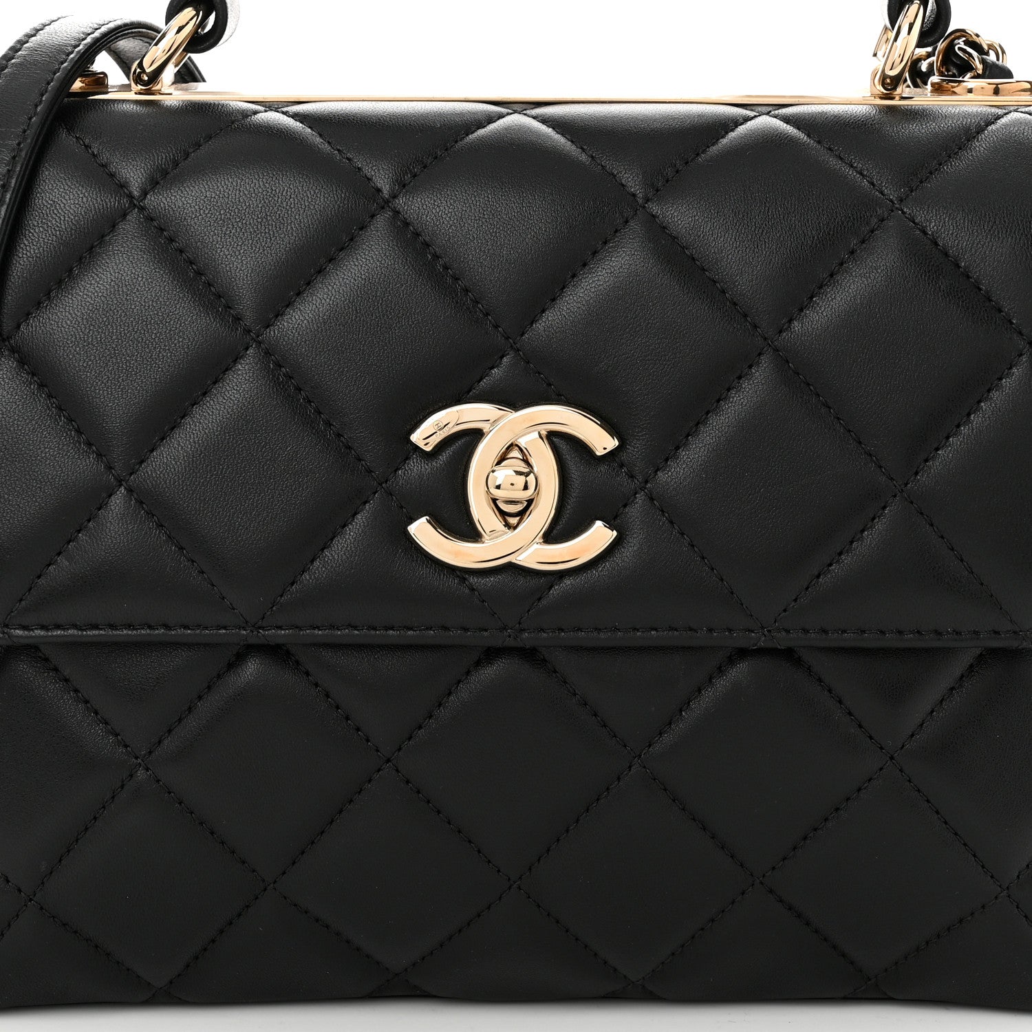 Lambskin Quilted Small Trendy CC Dual Handle Flap Bag Black