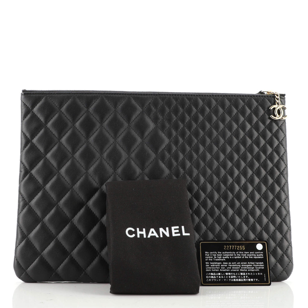 O Case Clutch Mixed Quilt Lambskin Large