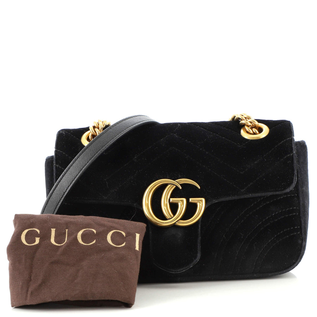GG Marmont Flap Bag Matelasse Velvet Mini