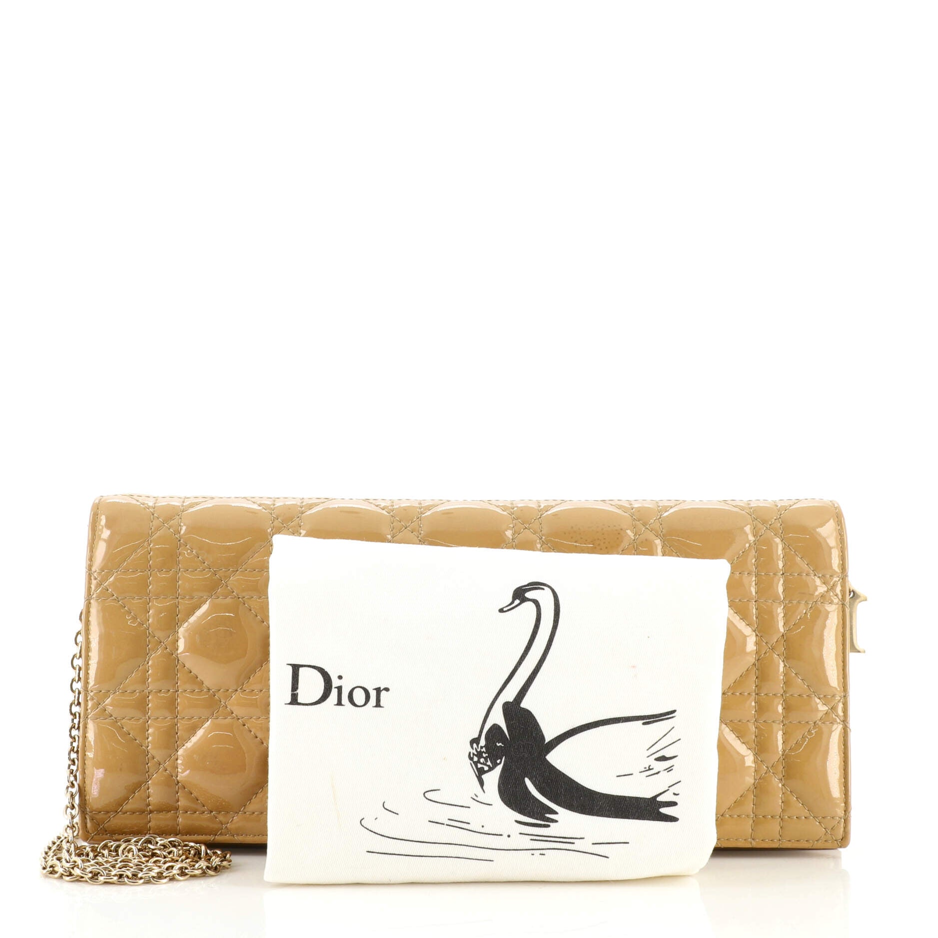 Lady Dior Convertible Chain Clutch Cannage Quilt Patent Long