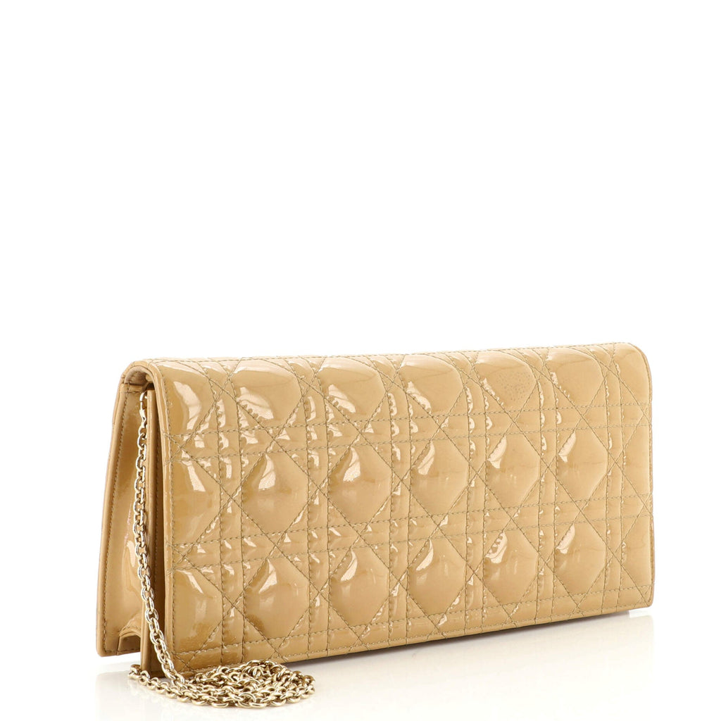 Lady Dior Convertible Chain Clutch Cannage Quilt Patent Long