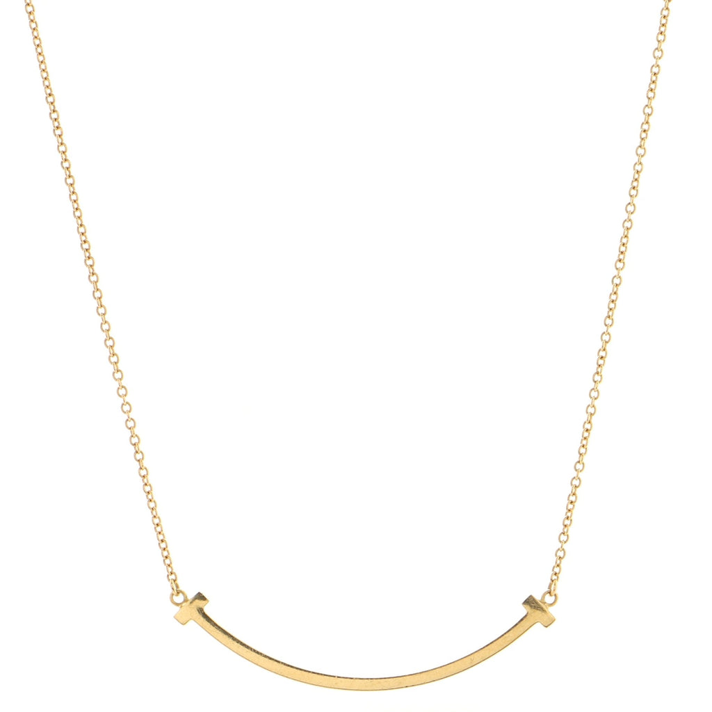 T Smile Pendant Necklace 18K Yellow Gold Small