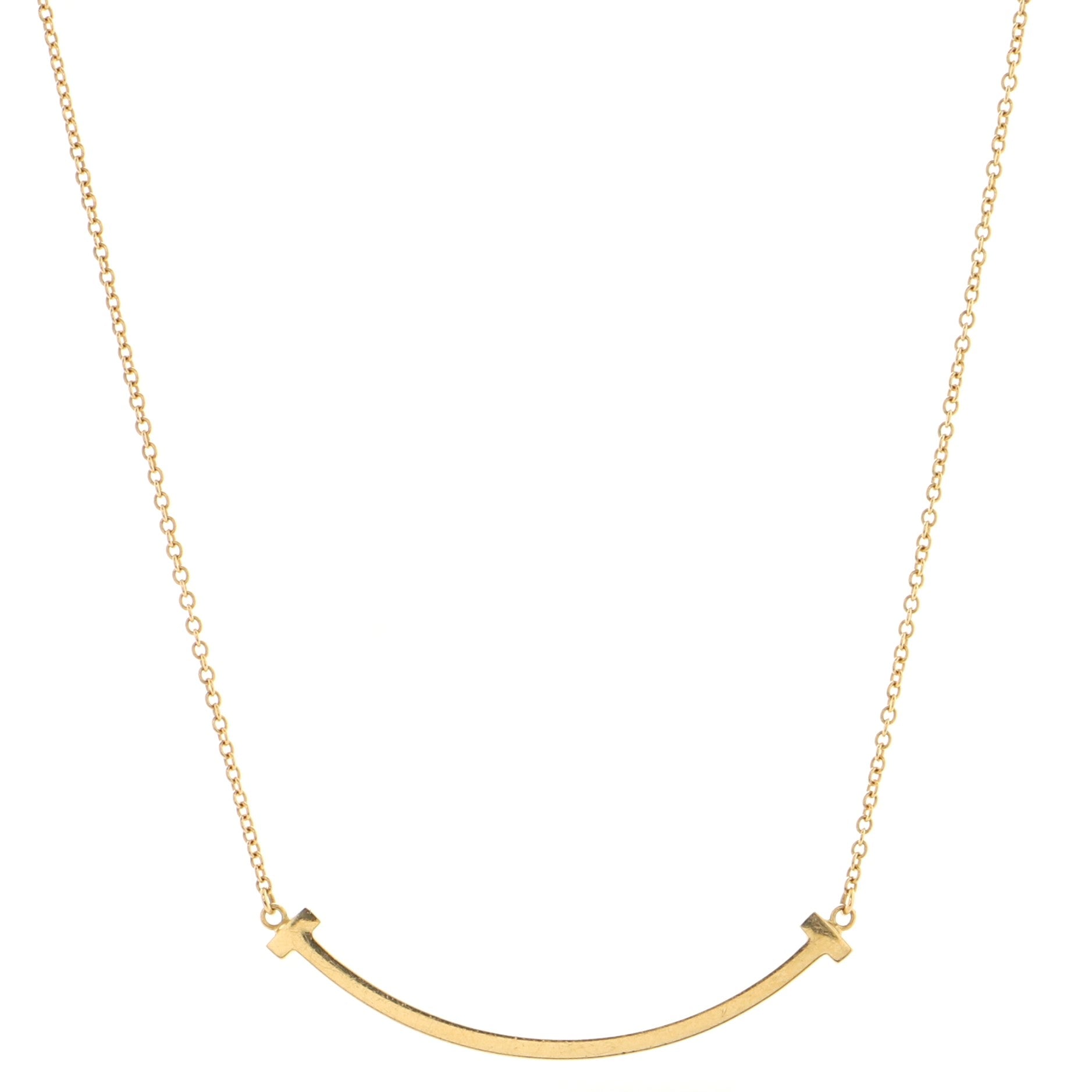 T Smile Pendant Necklace 18K Yellow Gold Small