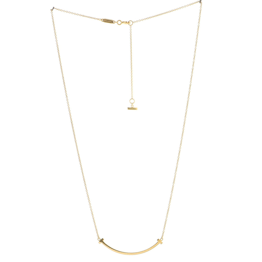 T Smile Pendant Necklace 18K Yellow Gold Small