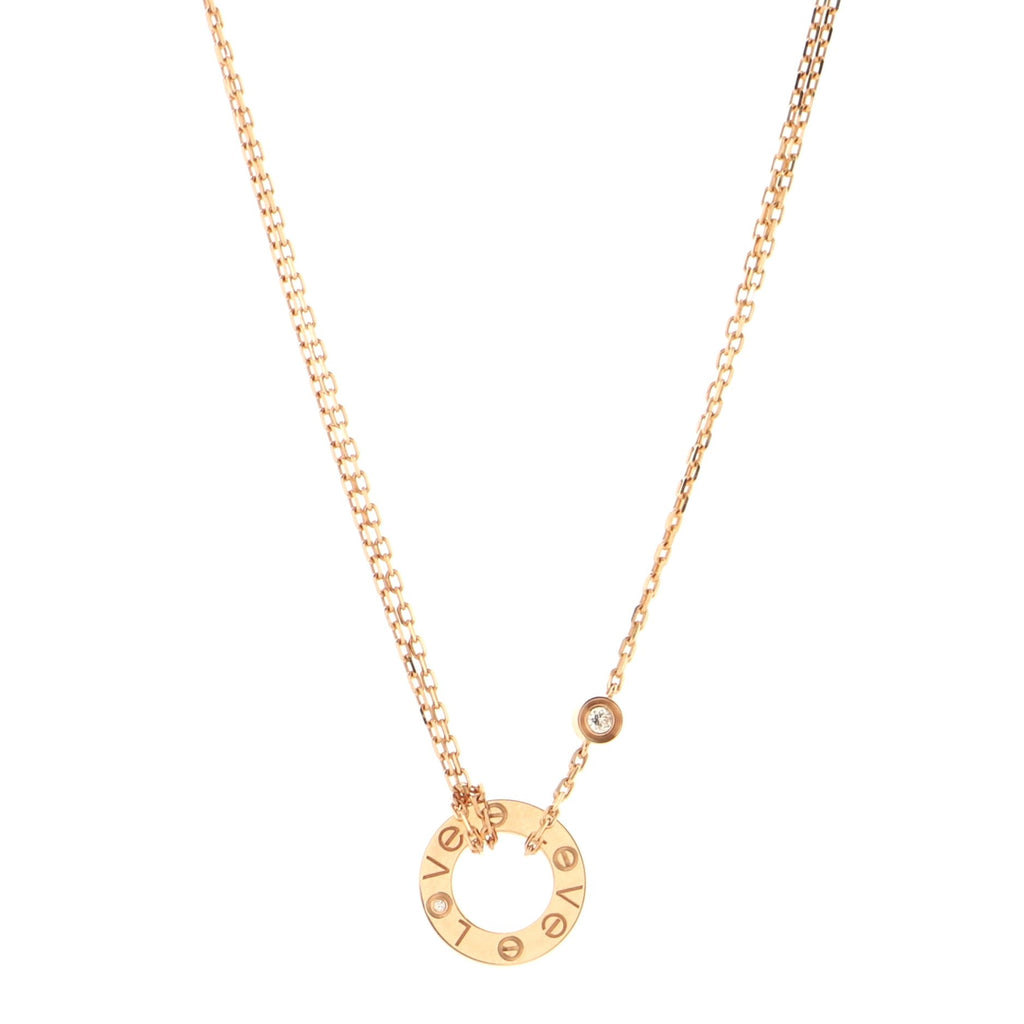 2 Diamonds Love Pendant Necklace 18K Rose Gold and Diamonds