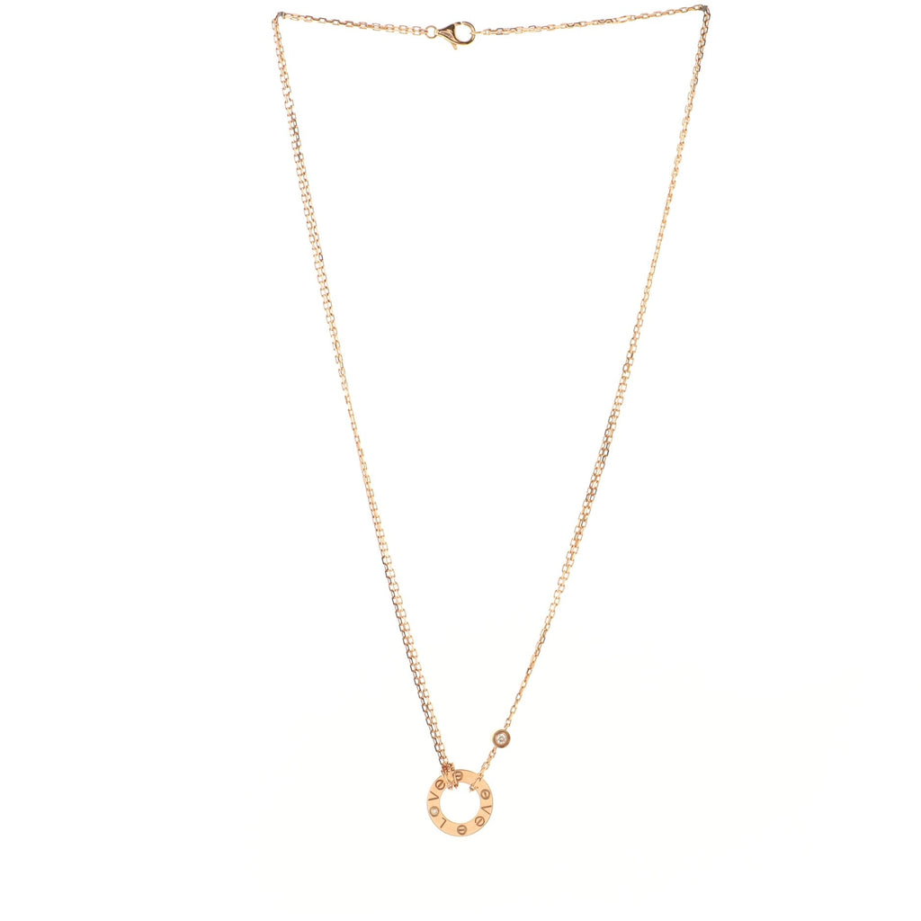 2 Diamonds Love Pendant Necklace 18K Rose Gold and Diamonds