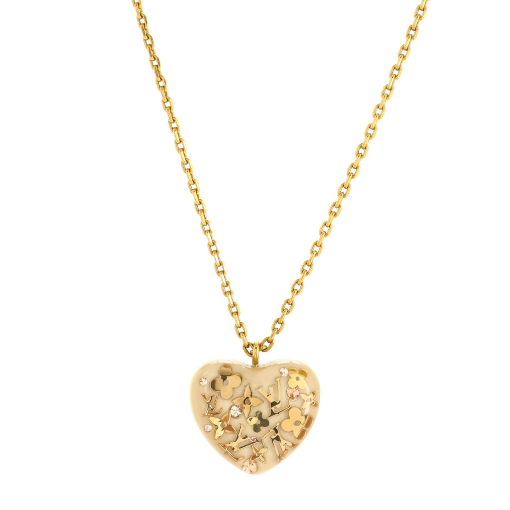 Inclusion Heart Pendant Necklace Metal and Resin