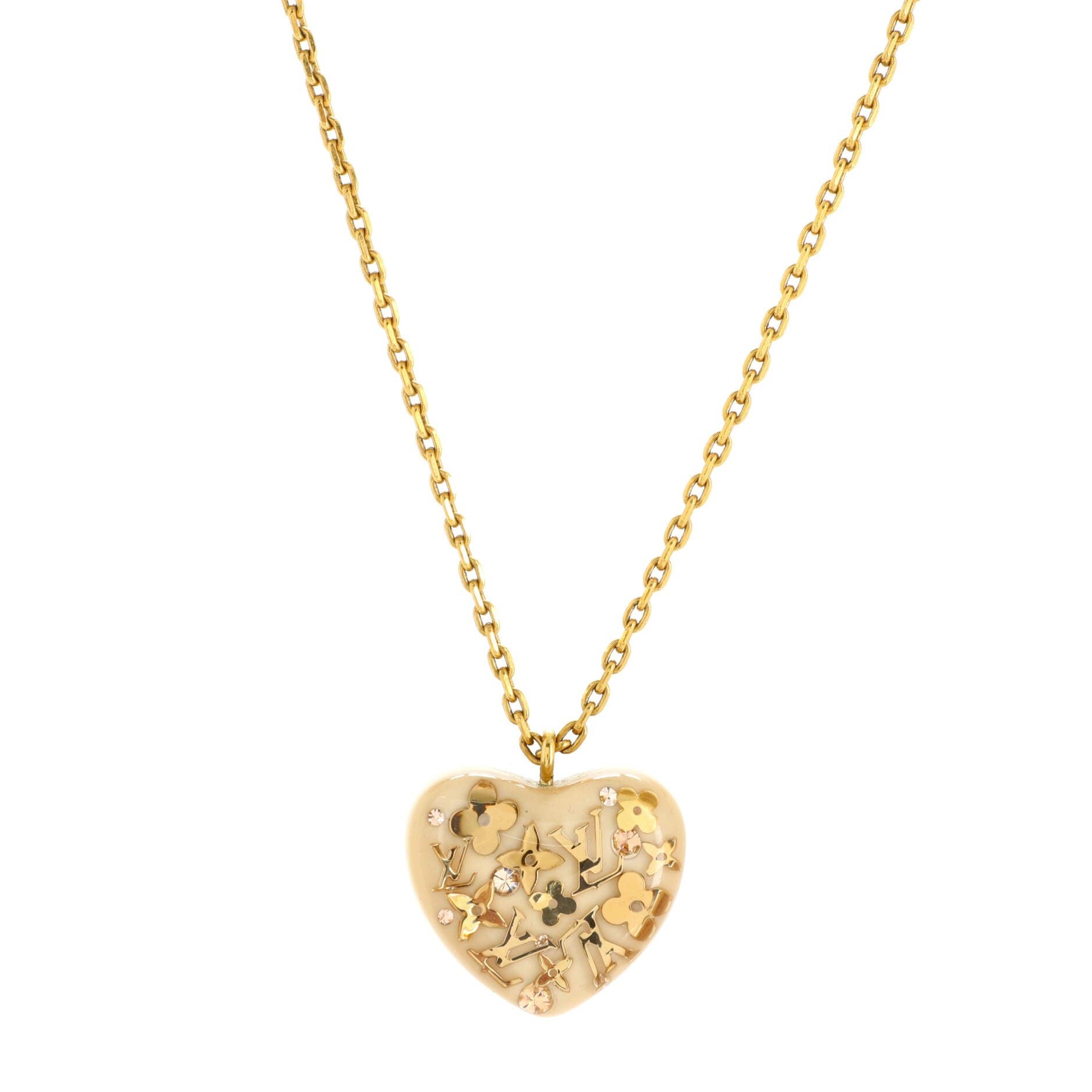 Inclusion Heart Pendant Necklace Metal and Resin