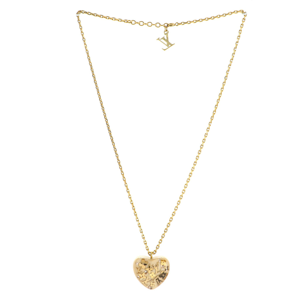 Inclusion Heart Pendant Necklace Metal and Resin