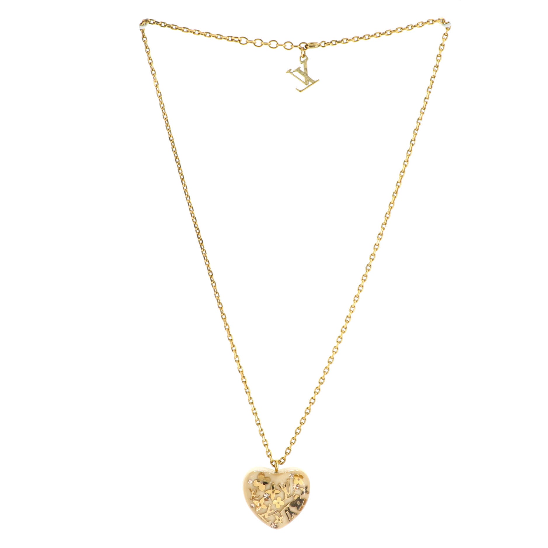 Inclusion Heart Pendant Necklace Metal and Resin
