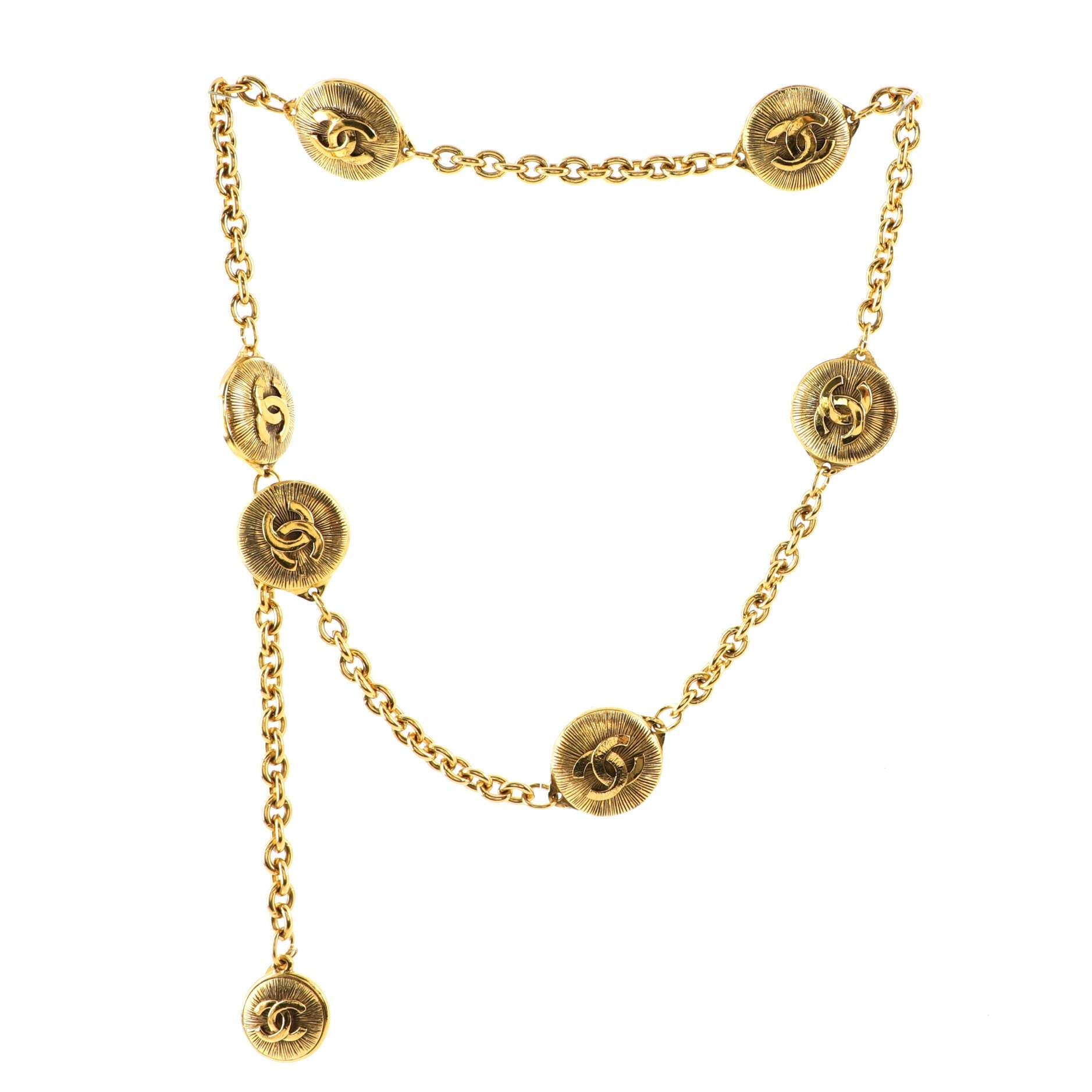 Vintage Medallion Charms Chain Belt Metal 80