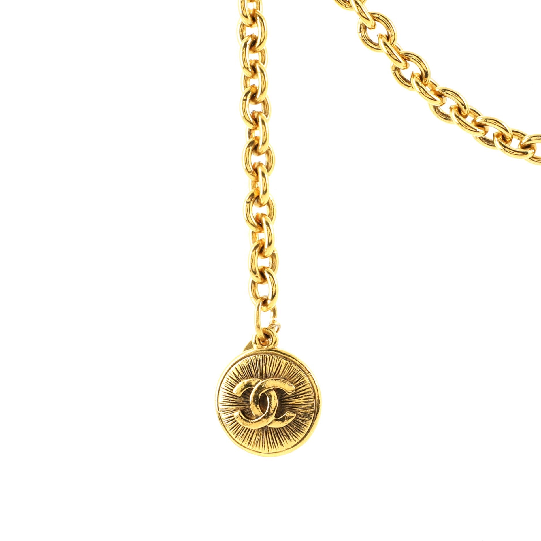 Vintage Medallion Charms Chain Belt Metal 80