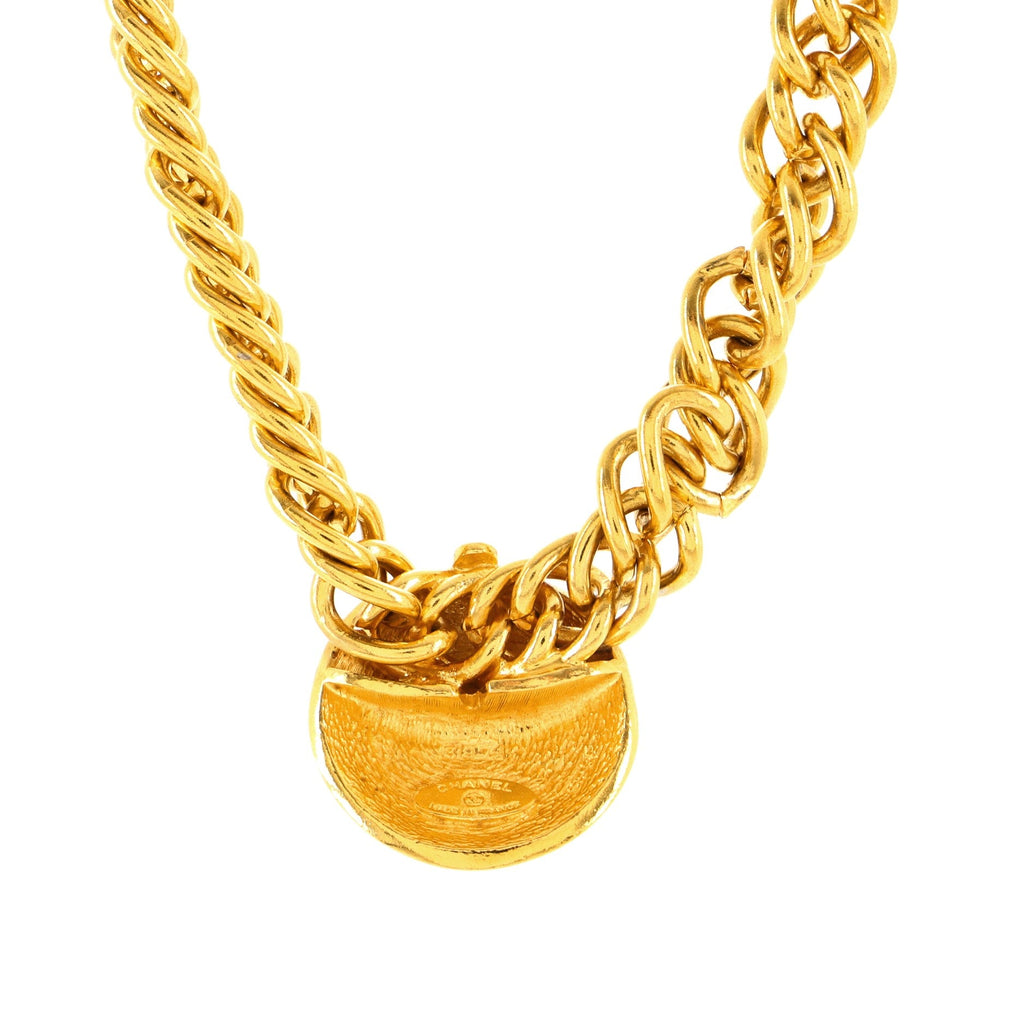 Vintage CC Medallion Chain Choker Necklace Metal