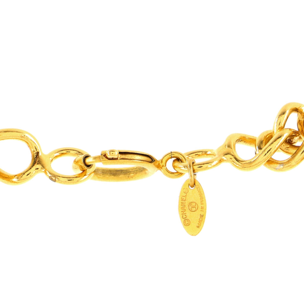 Vintage CC Medallion Chain Choker Necklace Metal