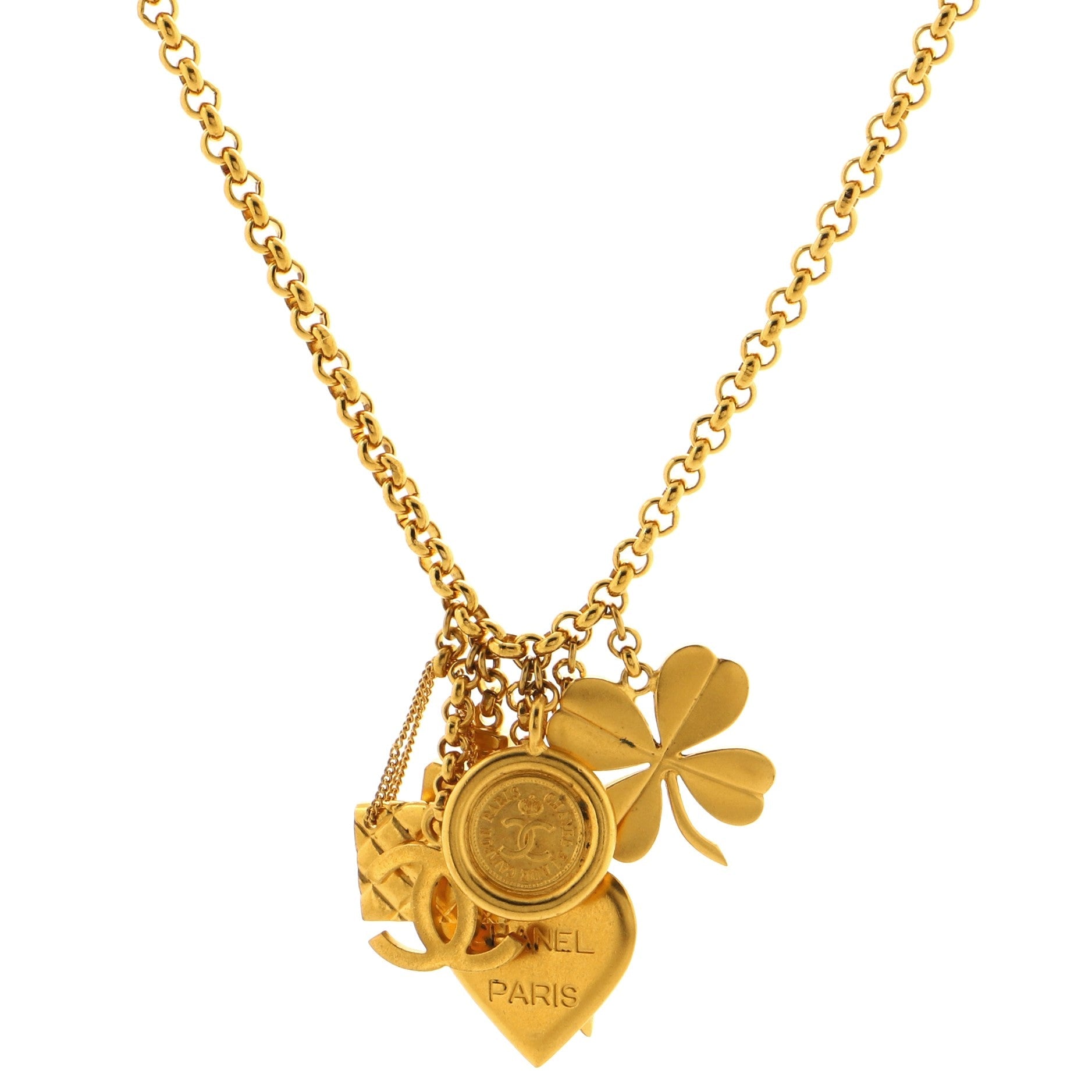 Vintage CC Charms Long Necklace Metal