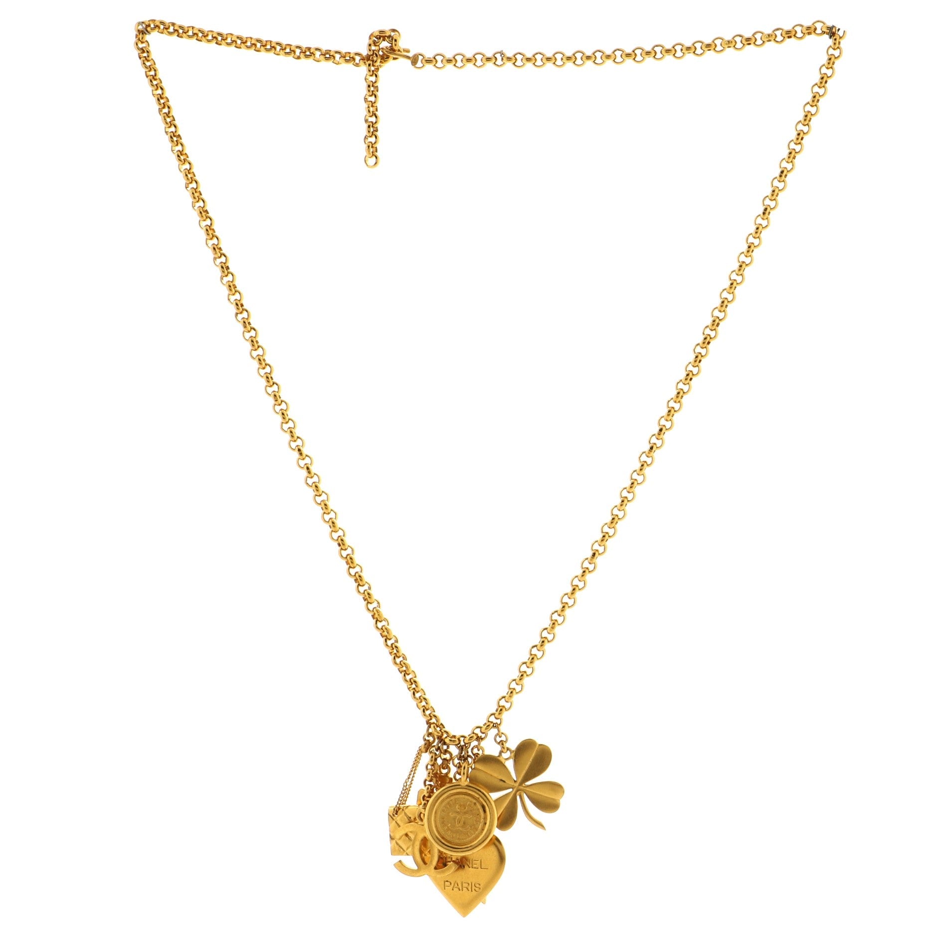 Vintage CC Charms Long Necklace Metal