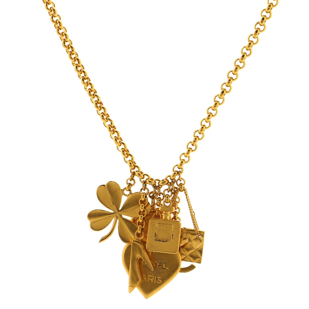 Vintage CC Charms Long Necklace Metal
