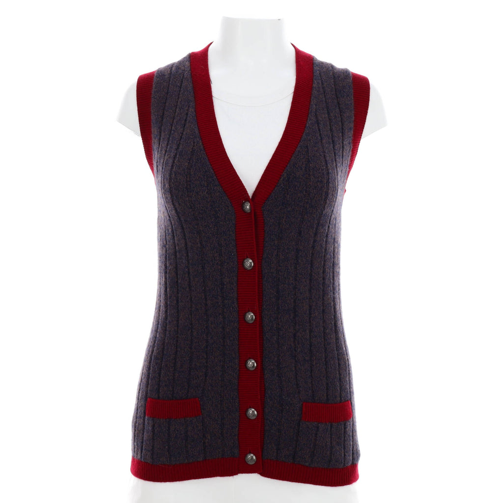 Women's Vintage Button Up Vest Knit Wool