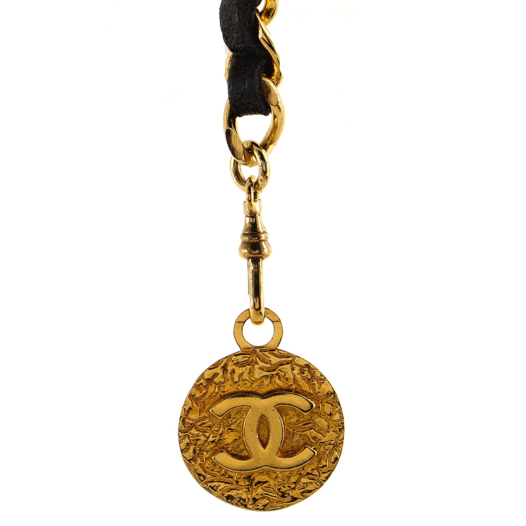Vintage Medallion Chain Belt Metal and Leather 90