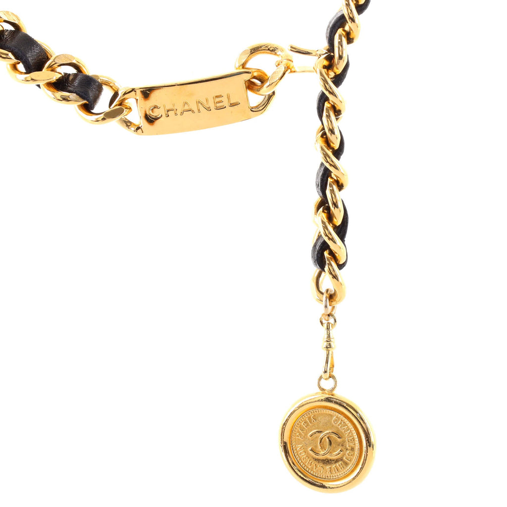 Vintage Medallion Chain Belt Metal and Leather 75