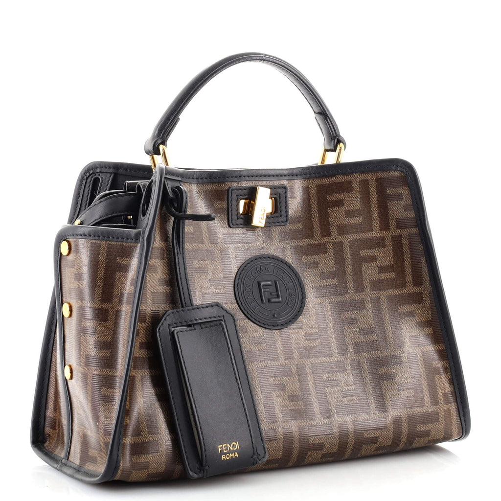 Peekaboo Defender Bag Zucca Coated Canvas and Leather Mini