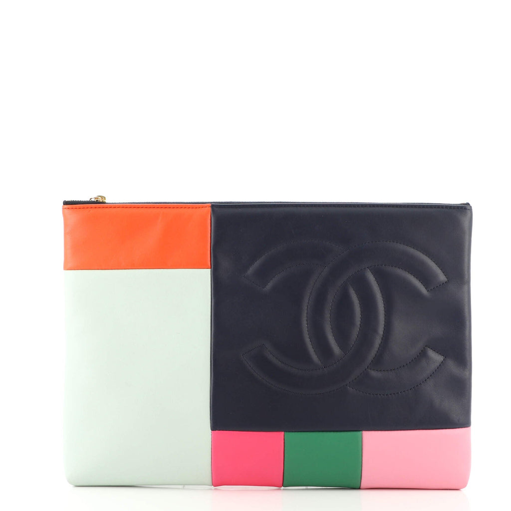 O Case Clutch Colorblock Leather Large