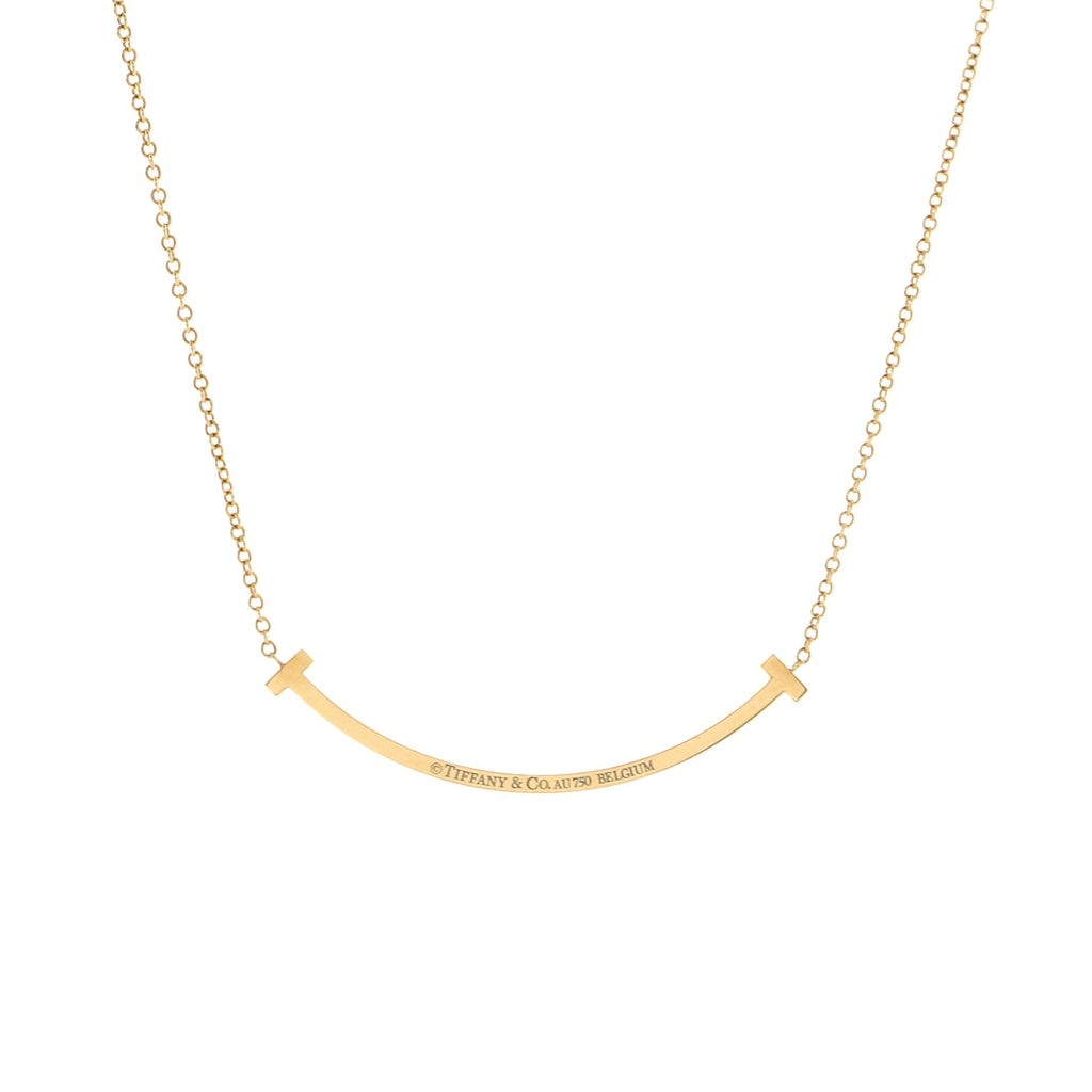 T Smile Pendant Necklace 18K Yellow Gold and Diamonds Small