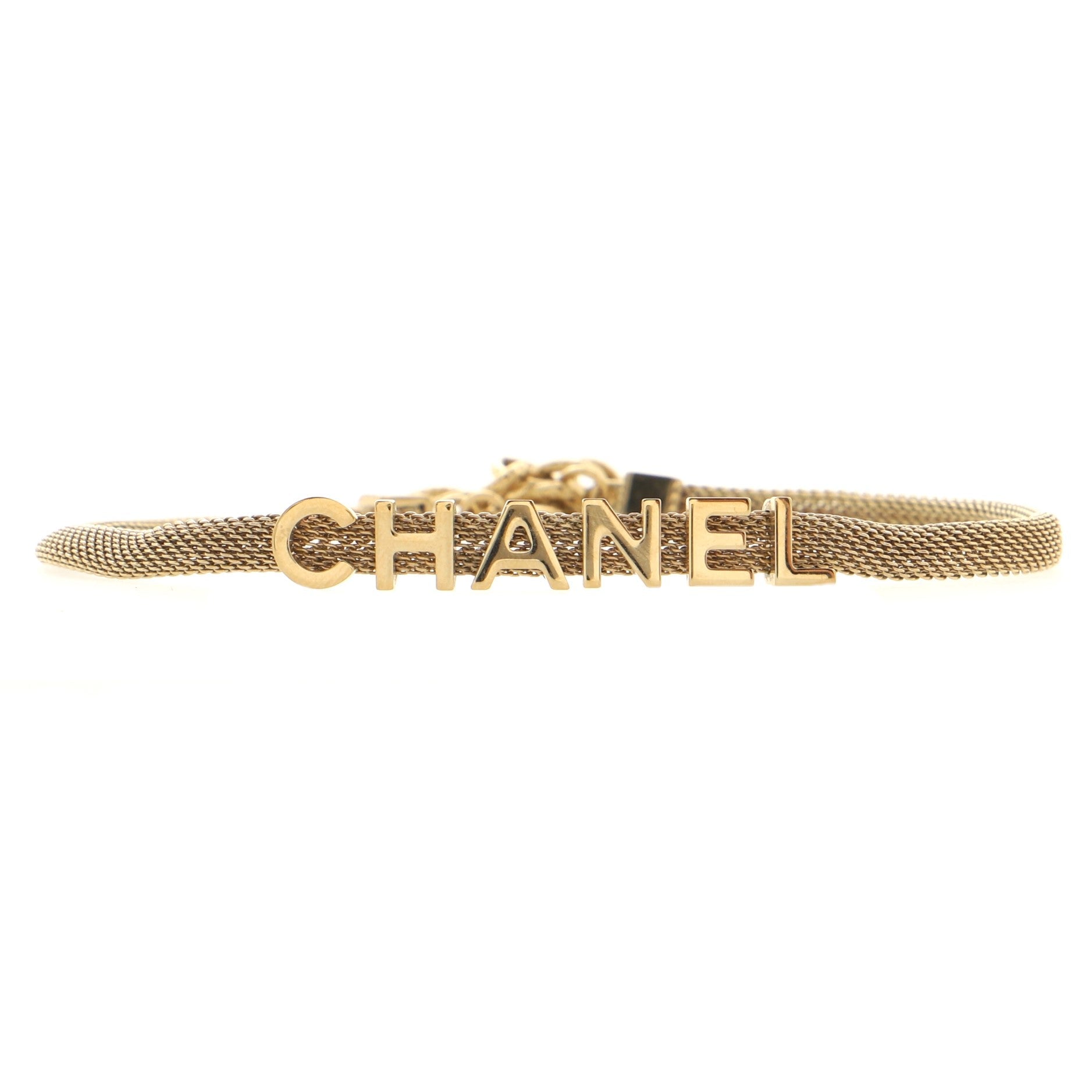 Logo Mesh Choker Necklace Metal Thin
