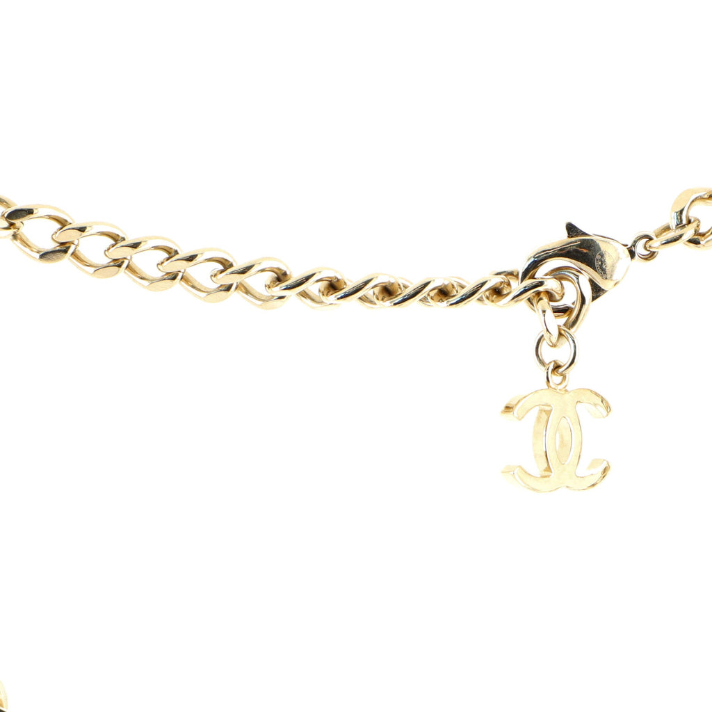 Logo CC Plate Choker Necklace Metal with Enamel