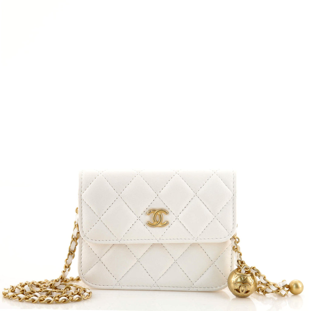 Pearl Crush Flap Clutch with Chain Quilted Lambskin Mini