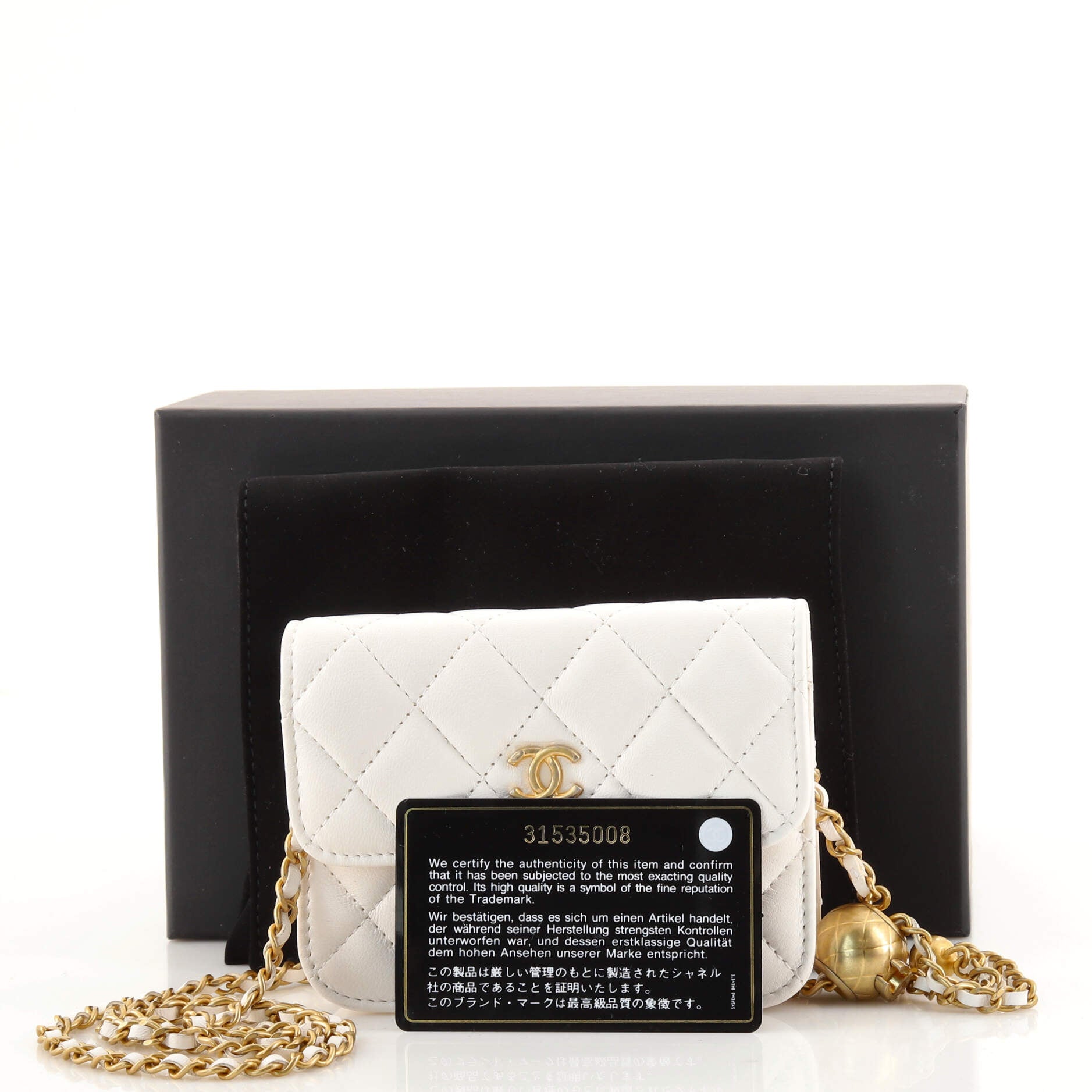 Pearl Crush Flap Clutch with Chain Quilted Lambskin Mini
