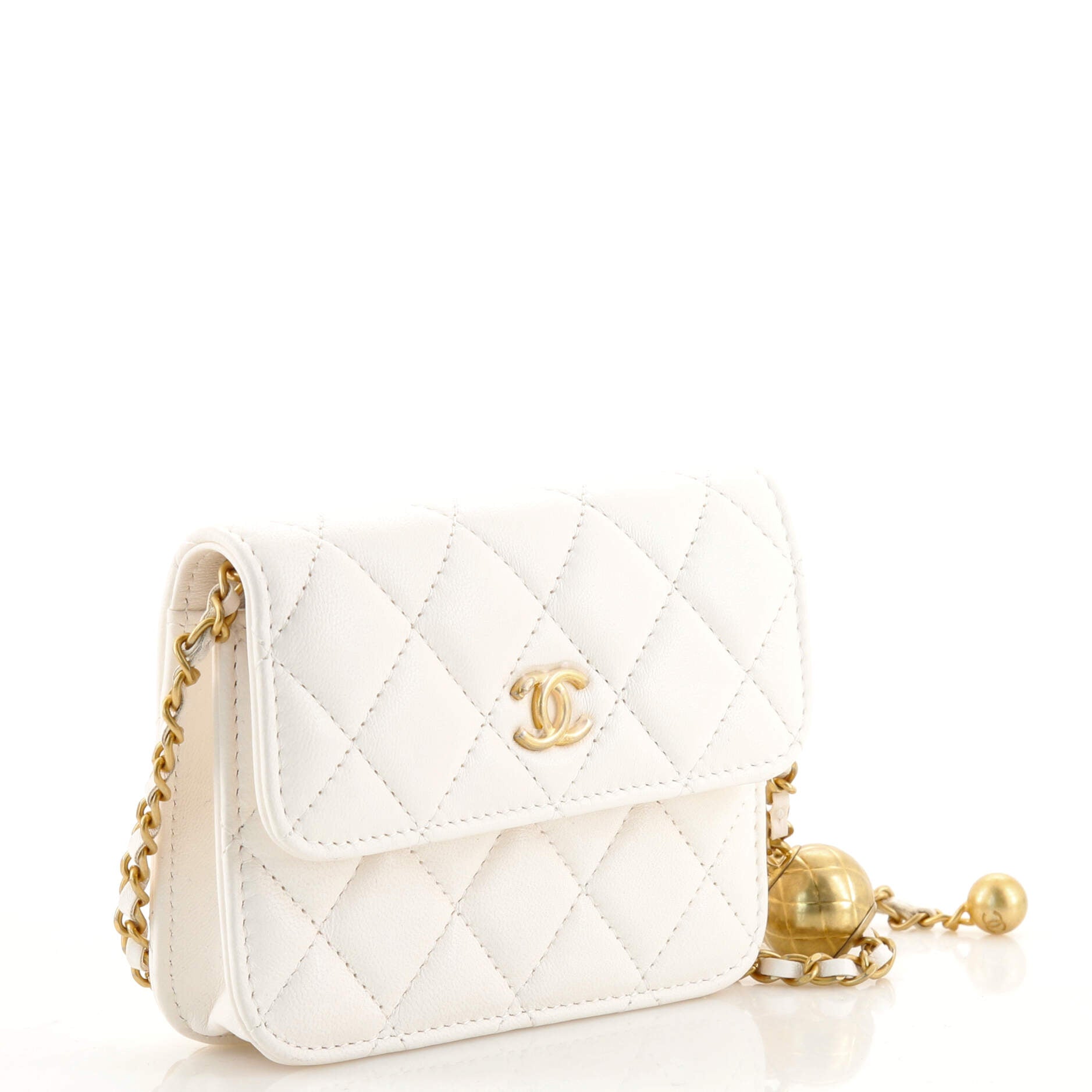 Pearl Crush Flap Clutch with Chain Quilted Lambskin Mini