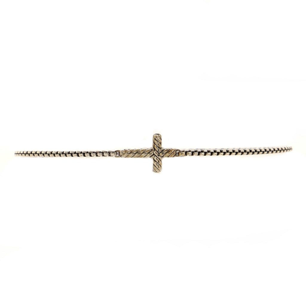 Pave Cross Bracelet Sterling Silver with Diamonds Petite