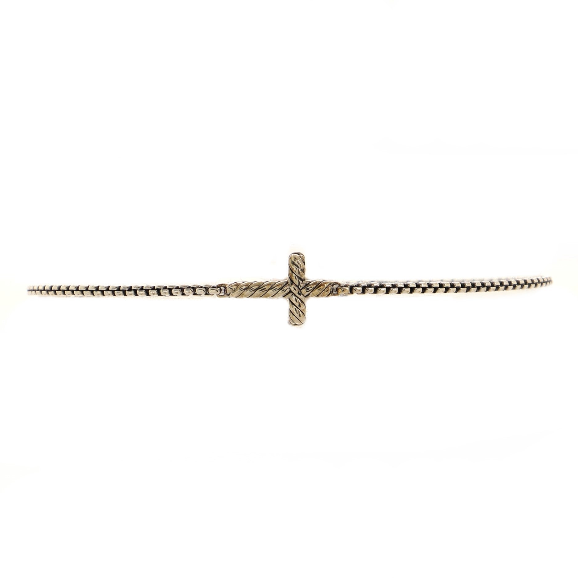 Pave Cross Bracelet Sterling Silver with Diamonds Petite
