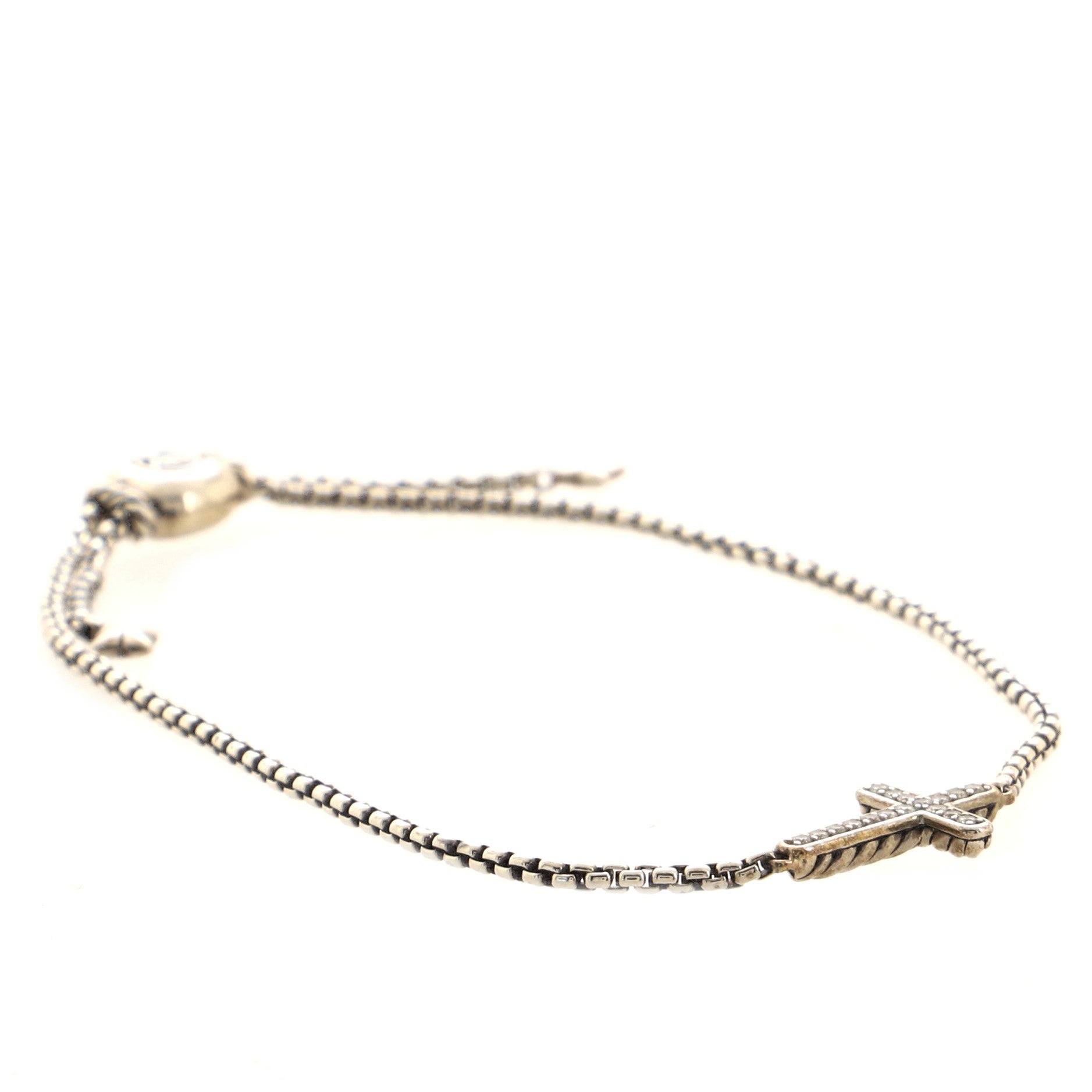 Pave Cross Bracelet Sterling Silver with Diamonds Petite