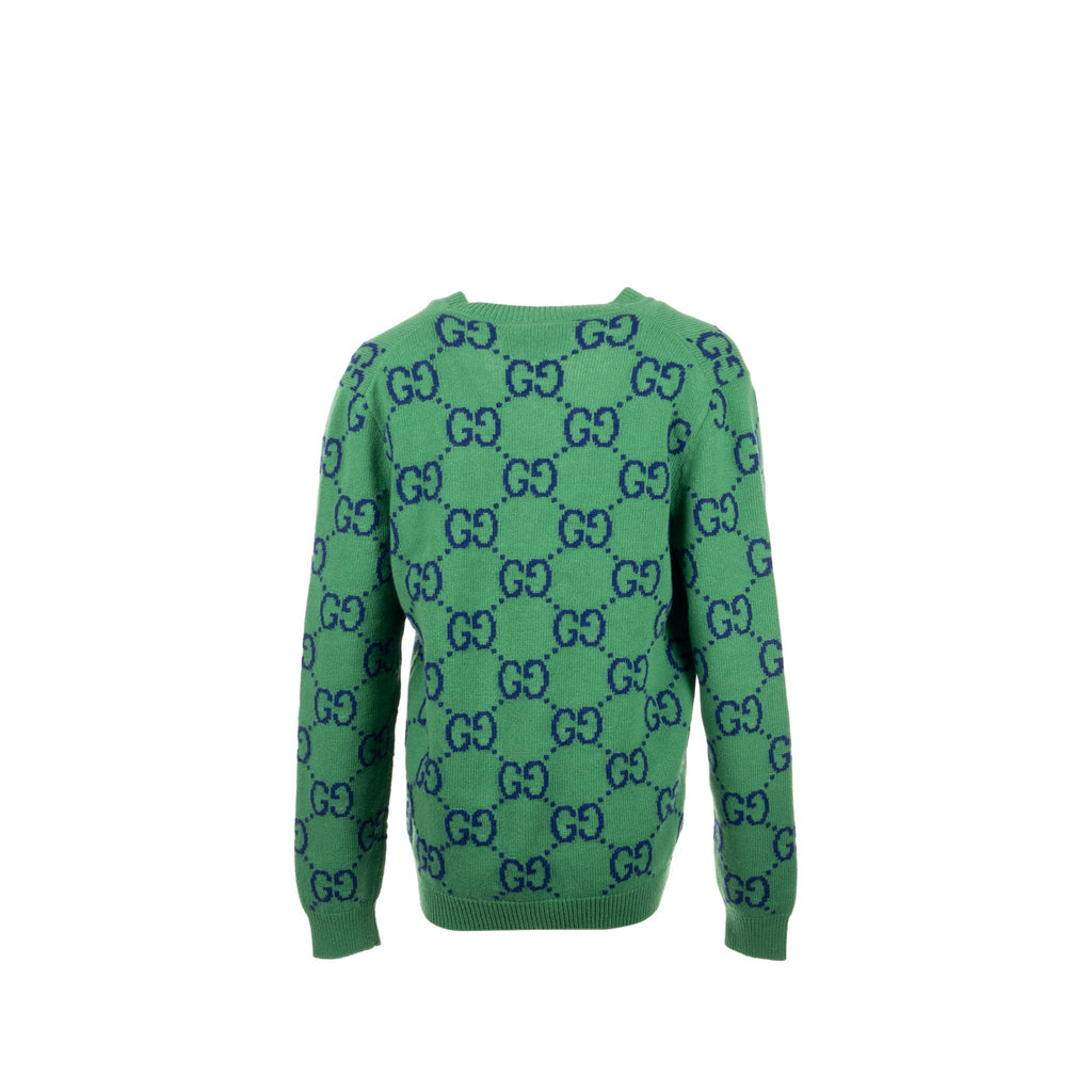 Gucci size S GG Knitted igan wool/laine Green/multicolour