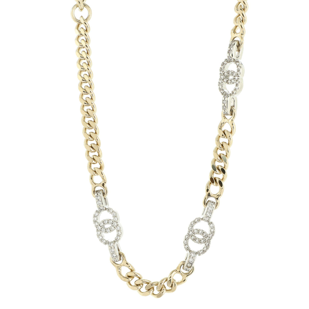 CC Link Choker Necklace Metal with Crystals