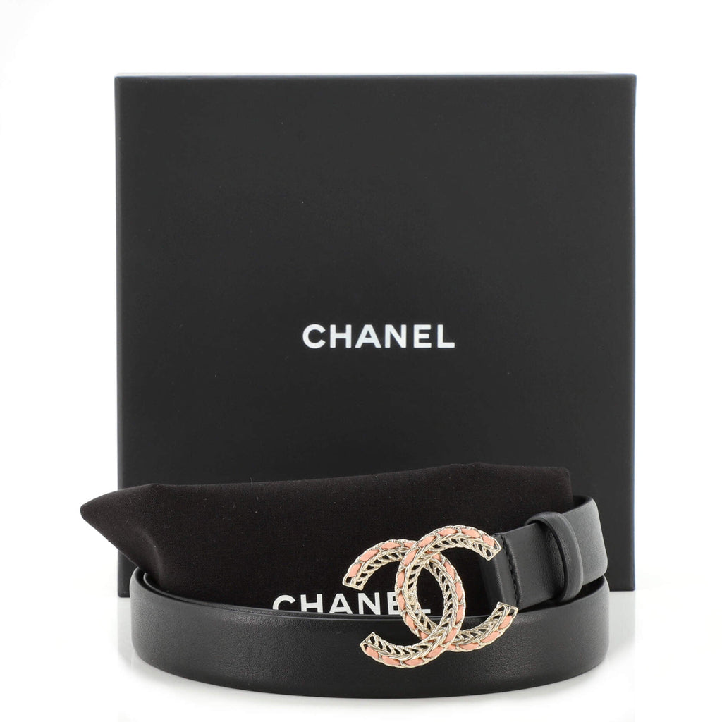 Woven Chain CC Buckle Belt Leather Thin 85