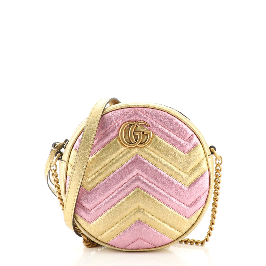 GG Marmont Round Shoulder Bag Matelasse Leather Mini
