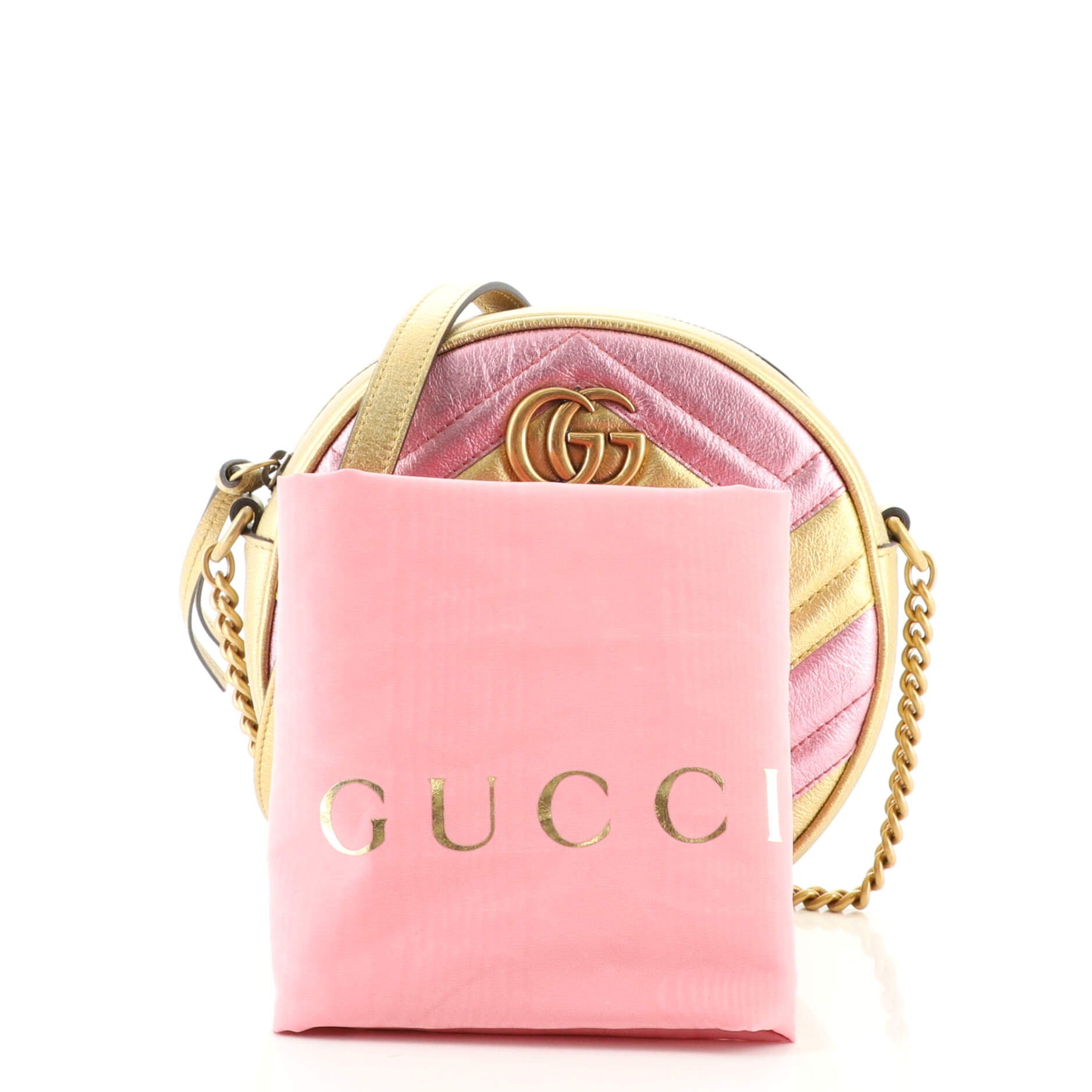 GG Marmont Round Shoulder Bag Matelasse Leather Mini